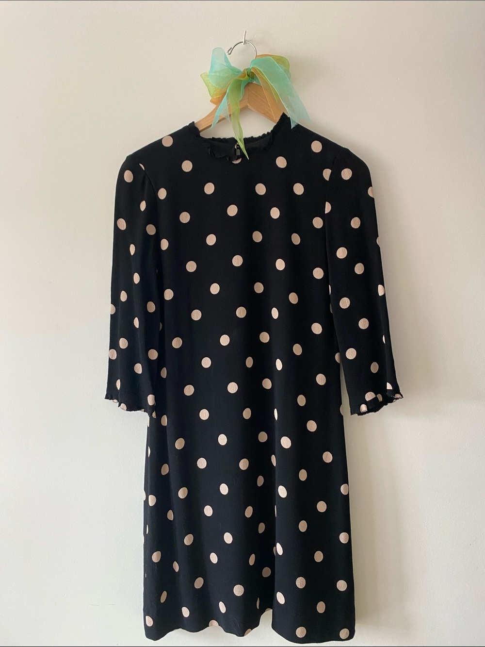 kate spade Black Mini Dress with Cream Polka Dots